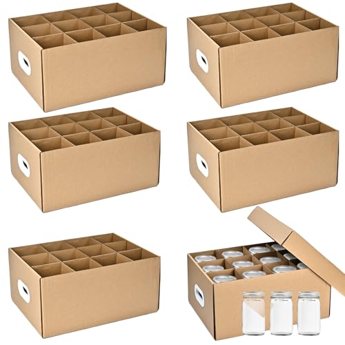 6 Pcs Canning Jar Storage Boxes, Fits 32 oz Regular or Wide Mouth Jars, 12 Cells Mason Jar Organizer