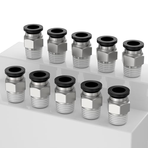 YAOJING PC6-1/4"BSP Quick Connect Hose Fittings, Air Hose Fittings 6MM Tube OD x 1/4 Inch BSP, Male Pipe Thread, Push to Connect Fitting (Pack of 10)