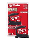 Milwaukee 25 ft. x 1.2 in. Compact Wide Blade Tape Measure (2-Pack)