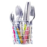 The Original Brink House Eclectic Collection Mix & Match Stainless Steel Cutlery Set with Multicolored Handles / 16 pieces with Metal Stand/Lifestyle utensils for home, apartment, dorm, outdoor