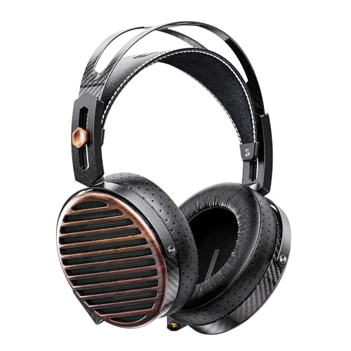 FiiO FT7 Headphones Open-Back Planar 106mm Planar Magnetic Monitor Earphone Gold Diaphragm Carbon Fiber Shell Detachable Cables (Black)