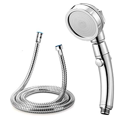 GENMAIGOU Modern 3-Setting Detachable Shower Head with 59-Inch Hose, High Pressure Water Saving, 360 Rotating Adjustable Handheld Shower Head with ON/OFF Switch and 3 Spray Modes, Chrome Finish