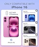 BERFY Compatible with iPhone 16 Case Glitter, [5 in 1] with 2X Screen Protector + 2X Camera Lens Protector, [Non-Yellowing] Clear Sparkle Slim Shockproof Hard Phone Cover for Women 6.1", Shiny Purple