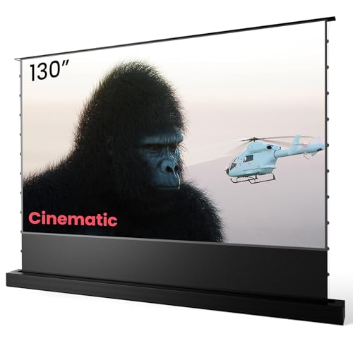 AWOL VISION 130" Motorized ALR Floor Rising Projector Screen for Ultra Short Throw Projector, Floor Stand Screen for Home Theater, 4K/8K Ultra HD, Active 3D, 95% Ambient Light Rejecting-ALR-F230C