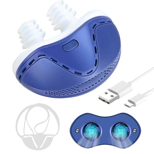 Anti Snoring Devices, Double Vortex Anti Snoring Device, Snoring Solution, Adjustable Wind Speed, Suitable for All Nose Shapes, Stop Snoring Suitable for Men and Women, Blue
