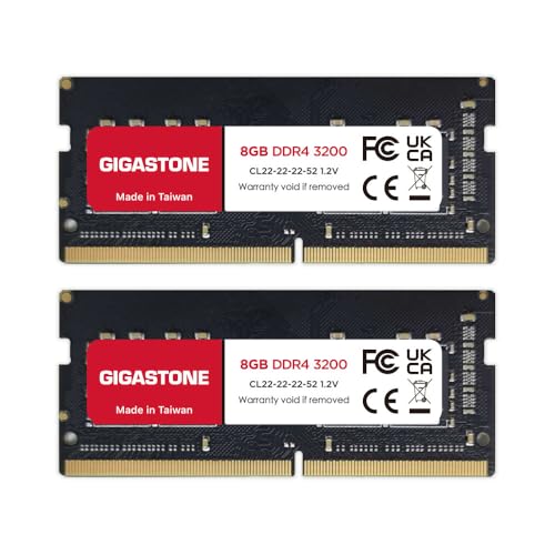 【DDR4 RAM Laptop Only】 GIGASTONE 16GB Kit (2x8GB) DDR4 3200MHz (2933MHz or 2666MHz) PC4-25600 (PC4-23400/21300) CL22 1.2V SODIMM 260 Pin Unbuffered Non ECC High Performance Notebook Memory Upgrade