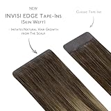 WENNALIFE Invisi Edge Tape in Hair Extensions Human Hair, 18 Inch 50g 20pcs Balayage Chocolate Brown to Caramel Blonde Invisible Luxury Remy Hair Extensions Natural Seamless Injected Tape Ins Straight