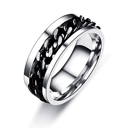 Spinner Ring For Men Women Fashion Ring Stainless Steel Ring Cool Titanium Ring For Men Women Beer Bottle Opener Chain Rings (Black 9)