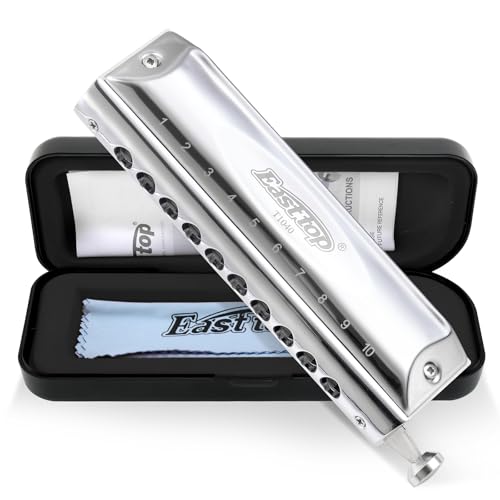 Chromatic Harmonica Key of C,10 Holes 40 Tones Professional Mouth Organ with Slide for Adults, Professionals and Students by East top as a gift