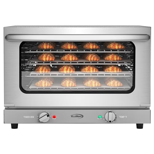KoolMore 23 in. Commercial Countertop Convection Oven for Half-Size Pans with 4 Racks 1600W of Power in Stainless-Steel, ETL Listed for Safety and Sanitation (KM-CTCO-15)