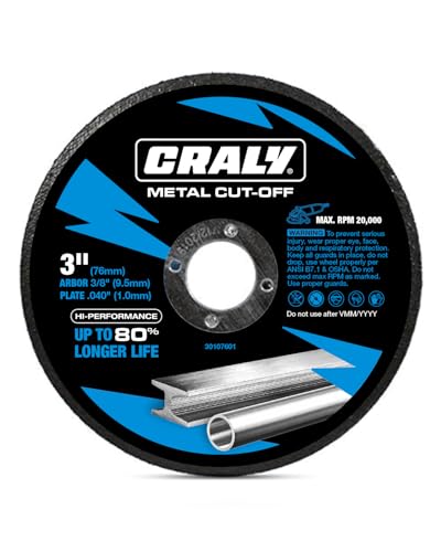 CRALY 3 Inch Cut-Off Wheel, 3/8 Inch Arbor, for Metal, Stainless Steel, 10PC(30107601-10)
