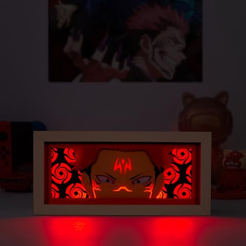 Unortha Anime LED Light Box, Manga Shadow Box Frame, Anime Paper Cut, Table Lamp for Anime Enthusiasts, RGB Multi Color Light, Night Light for Room Decor, Unique Anime Desk Decor (Sukuna)