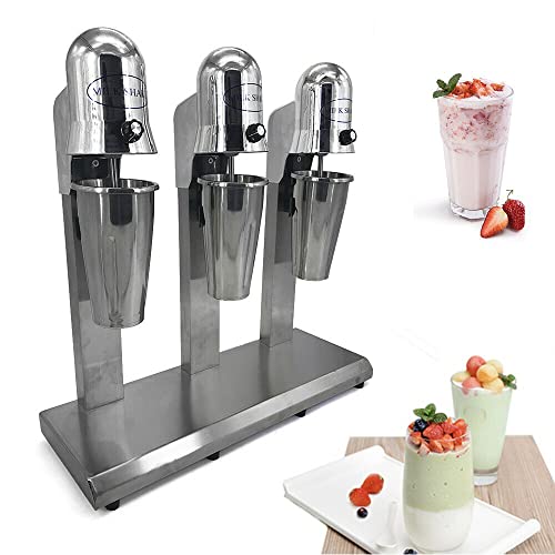 3 Heads Milkshake Mixer, 110V 18000RMP Electric Milkshake Maker Machine Commercial Milk Shaker Machine with 3 x 800ml Cup, Milk Frother Mixer for Milk Drink Tea Juice (3-Head)
