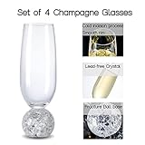 Hanjue Lead-free Crystal Champagne Glasses Set of 4, 7 Oz Clear Champagne Flutes - Ideal for Gifts,Parties, Wedding, Christmas - Long-lasting and Reusable Bar Glassware