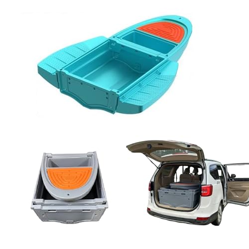 Laohucai Fishing Boat, Folding Pontoon Boat with Life Jackets & Paddles, Fits in Car Trunk, Seats, Won't Capsize or Sink, 2-3 Portable Modular Kayak for Angling Rescuing, 7.21FT(Blue)