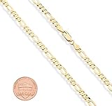 Miabella Solid 18K Gold Over Sterling Silver Italian 5mm Diamond-Cut Figaro Chain Bracelet for Women Men, 925 Made in Italy (Length 9 Inches (X-Large))