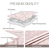 Romanstile Rectangle Vinyl Tablecloth,100% Waterproof Heavy Duty Oil Spill Proof Stain Resistant Plastic PU Table Cover with Flannel Backing for Kitchen, Dining (Rose Pink, 60 x 84)