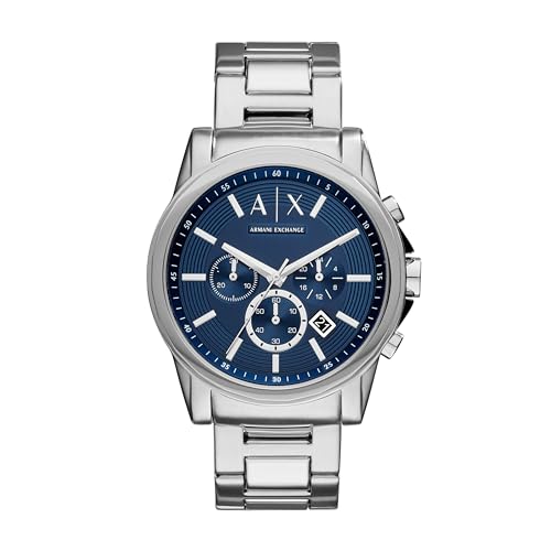 A｜X ARMANI EXCHANGE Men's Chronograph Silver-Tone Stainless Steel Bracelet Watch (Model: A|X2509)