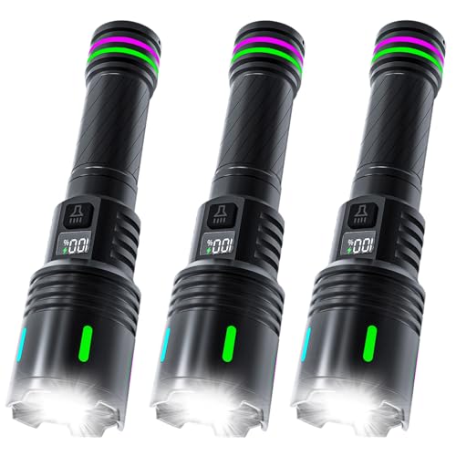 Tokeyla 3 Pack Led Flahlight Rechargeable, 18650 No Battery Flashlight Zoomable Super Bright Waterproof Handheld Flashlight for Outdoor, Emergency, Camping (Battery Not Included)