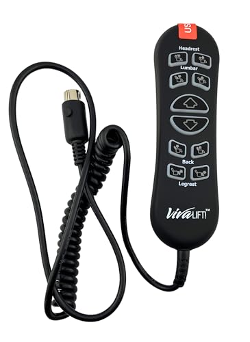 AlveyTech 10-Button 5-Pin Replacement Remote Hand Control for Pride VivaLift Lift Chair (Standard & Early Version Viva Lift 2) - (CTL1707190) for Standard & Early Version VivaLift 2 Models