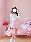 Plaid Pleated Mini Skirt Women Skorts High Waisted Tennis Skater Lolita Cute A-Line Short Skirts for Teen Girls (L, Pink)