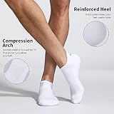 Lapulas Athletic Ankle Socks, Low Cut Cushioned Anti-Blister Running Tab Sports Socks for Men and Women 6Pairs (White, M)