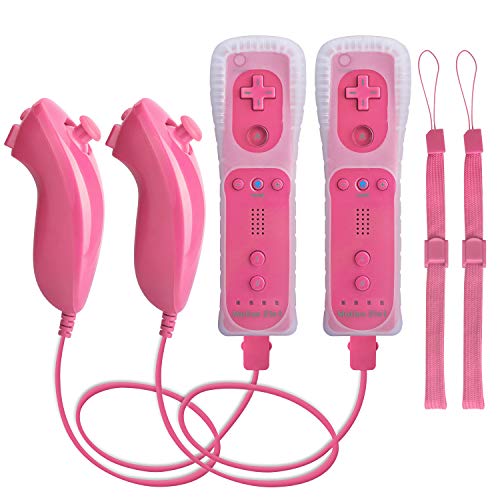 Motion Plus Wii Controllers 2Packs with Nunchucks, Wii Remote Controllers Compatible for wii and Wii U with Built in Motion Plus