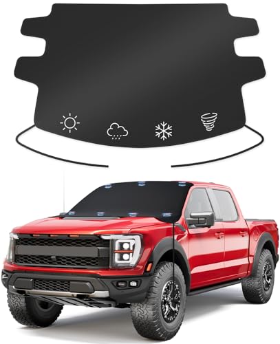 2025 Upgrade Car Windshield Snow Cover for Ice & Snow - 600D Heavy-Duty Magnetic Windshield Protector, All-Season Frost Shield, Fits Large SUVs & Trucks, Ideal Winter Gift for Men & Women - Large