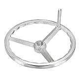 PATIKIL 305mm/12 Inch Diameter Rotary Handwheel, 1 Pack Cast Iron Chrome Plated with Handle for Many Types of Milling Machines and Lathes, Silver Tone