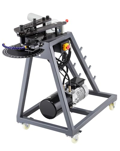 VEVOR Electric Tube Bending Machine, 750W Electric Tubing Bender with 6L Hydraulic Cylinder, Movable Pipe Bender Machine with Casters, 3 Dies & 180° Max Bending Angle, Suitable for 3/4 to 2 inch Pipes