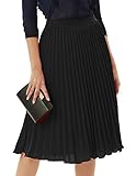 GRACE KARIN Womens Elastic High Waisted A Line Pleated Shirring Midi Long Skirt Black L