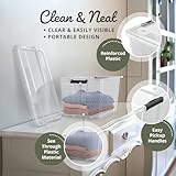 Lifetime Appliance Parts 6 Pack - 34 Qt. Plastic Storage Bin Tote Organizing Container with Ultra Durable Lid and Secure Latching Buckles, Stackable Extra Strength Clear with Black Handle