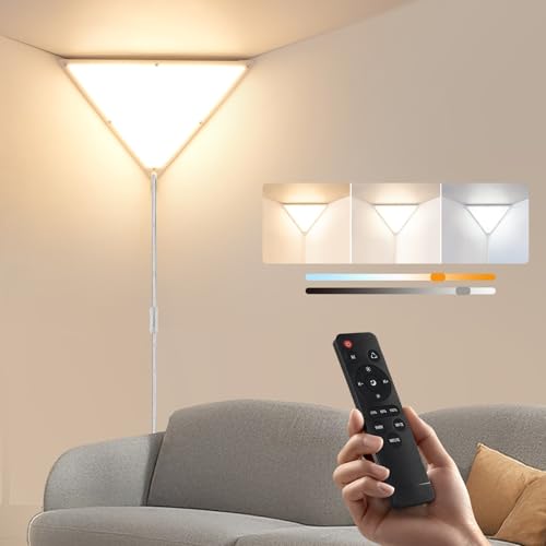 haultop Upgraded Corner Light with Remote, Stepless Dimmable LED Corner Lights for Living Room, 3000K/4000K/6000K Plug in Ceiling Lights with Switch, Overhead Light for Bedroom, Living Room,24W