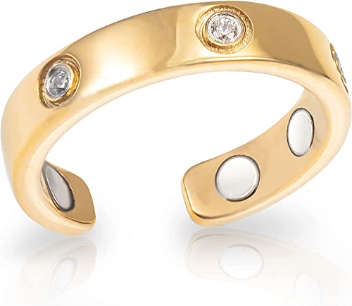 MagnetRX® Magnetic Ring for Women – Elegant Crystal Ring – Magnet Rings for Women (Gold | Size: 10)