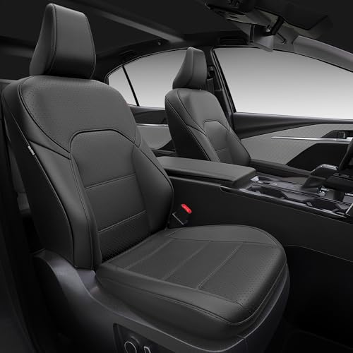 FEINEPRO Leather Seat Covers for Toyota Camry 2025 LE SE Hybrid - Custom Fit Car Seat Cover Full Set, Luxury Waterproof Interior Accessories, Breathable Automotive Cushion Protectors, Black