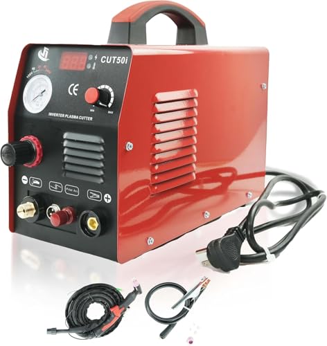 FLwelding Plasma Cutterith with 110/220V Dual Voltage DC Inverter, 5/8" 16mm Clean Cut 3/4" 20mm Severance Cut 50A Non-Touch Pilot Arc Plasma Metal Cutter Machine, Dual Voltage 35A/120V or 28A/240V.