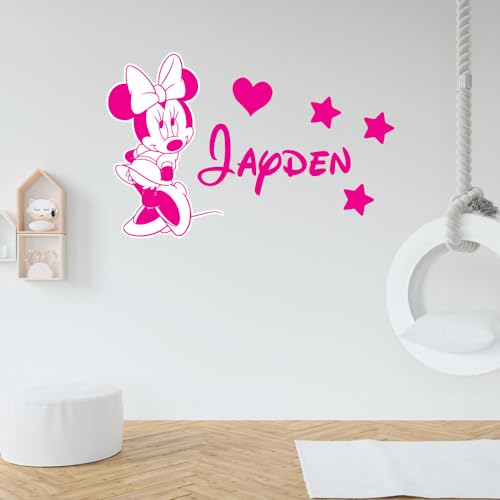 Mini Mouse Personalized Name Nursery Wall Decal Vinyl Sticker | Multiple Font Options | Custom Kids Room Décor | Bedside Decals | Children’s Room