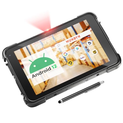 MUNBYN Rugged Tablet Scanner IRT01P, Android 12 Industrial Tablet, Equip with Zebra SE4710 Scanner, 8GB+128GB Barcode Tablet, 700nit IP67 Rugged Tablet, Rugged Enterprise Tablet with Barcode Scanner