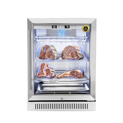 Cobalance Dry Aging Fridge for Steak, Dry Age Freezer for T-Bone, Chicken, Ham&Cheese up to 66lbs, 24” Meat Curing Cabinet Chamber Refrigerator, Meat Aging Fridge, Tender Aged Game in 21-46 Days