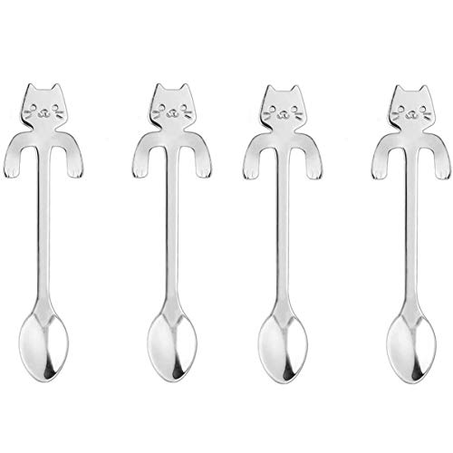 20PCS Stainless Steel Cute Mini Cat Spoon for Tea, Coffee, Dessert, Sugar, Ice Cream, etc (11.5cm/4.5inch)