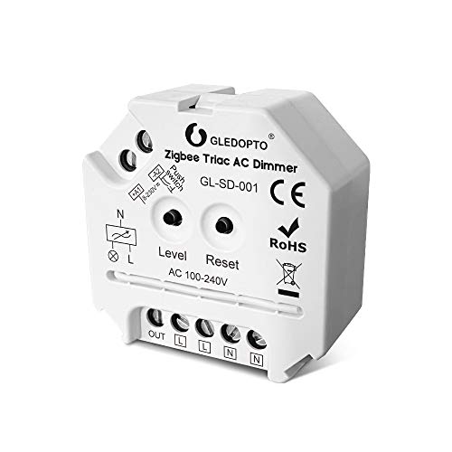 GLEDOPTO Triac AC Dimmer Light Switch Touch Control Brightness Zigbee 3.0 Home Smart LED Light Dimmer Hub APP/Voice/2.4G RF Remote Control Compatible with Amazon Ehco Plus