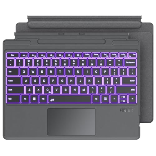 OMOTON Keyboard for Surface Pro 11/10/9/8/X, [13 inch], Bluetooth Type Cover for Surface Pro, 7-Color Backlit, Ultra-Slim Wireless Keyboard with Touchpad & Pencil Holder, Built-in Rechargeable Battery