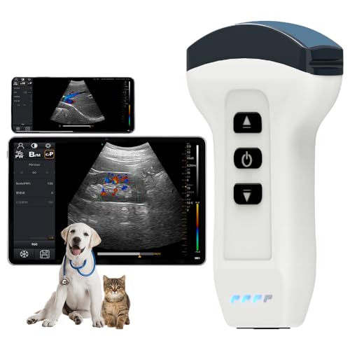 DAWEIanimed Wireless Color Doppler Ultrasound Machine 3.5MHZ Convex Probe, Wireless Veterinary Ultrasound Machine for Android and iOS, Handheld Ultrasound Scanner for Pig, Cow, Dog, Sheep