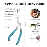 Mossy Oak 4pc Fishing Tool Kit - Pistol Grip Fishing Pliers, Fish Fillet Knife, Fishing Gripper, Line Snip, Fly Fishing Retractor with Retractable Lanyard