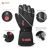 SAVIOR HEAT Heated Gloves for Men Women, Rechargeable Electric Heated Leather Skiing and Snowboarding Gloves