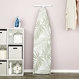 Juvale Ironing Board Cover and Pad, 15x54 Inches, Standard Size, Heavy Duty, White Palm Print Design