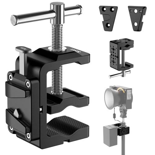 SIRUI Wider Opening V Mount Battery Clamp, Universal V-Mount Battery Plate with C-clamp & 2 Wedge Plates Kit, Quick Release V Mount Clamp for Light Stand, Tripod, and Desk, AM-VM05