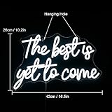 FAXFSIGN The Best Is Yet to Come Neon Sign White Letter Led Neon Lights for Wall Decor Usb Word Light Up Signs for Bedroom Home Bar Wedding Birthday Party Kids Room Teens Gifts