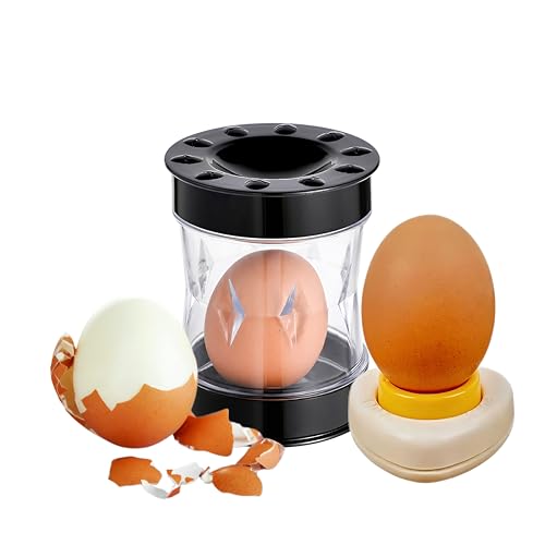 Hard-Boiled Egg Peeler Tool with Egg Piercer – Easy Shell Remover Set for Perfectly Peeled Eggs, Kitchen Gadget for Cooking, Salads, Deviled Eggs, and Breakfast Prep (black)