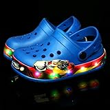 Meidiastra Kids Boys Girls LED Clogs Cute Cartoon Light Up Garden Shoes Lightweight Beach Pool Sandals Blue 27